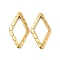 Ion Plating(IP) 304 Stainless Steel Linking Ring, Textured, Rhombus, Real 18K Gold Plated, 24x13x1.5mm, Inner Diameter: 17x8.5mm
