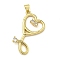 Rack Plating Brass Micro Pave Cubic Zirconia Pendants, Lead Free & Cadmium Free, Long-Lasting Plated, Heart Stethoscope Charm, Real 18K Gold Plated, 28x21.5x3.5mm, Hole: 3.4mm