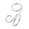Brass Wire Open Cuff Rings, Cadmium Free & Lead Free, Double Rings, Platinum, US Size 7 1/4(17.5mm)