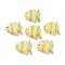 Handmade Lampwork Beads, Fish, with Enamel, Yellow, 18~18.5x22x8~8.5mm, Hole: 1.6mm