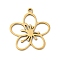 5Pcs 201 Stainless Steel Pendants, Laser Cut, Hollow Flower Charm, Golden, 18.5x17.5x1mm, Hole: 1.2mm