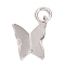 Rack Plating Brass Pendants, with Jump Rings, Long-Lasting Plated, Lead Free & Cadmium Free, Butterfly, Platinum, 11.5x9.5x1mm, Jump Ring: 4.6x0.8mm, 3mm Inner Diameter