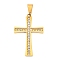 304 Stainless Steel Pendants, Cross Charm, with Rhinestone,  PVD Vacuum Plating, Golden, 39.5x25.5x1.5mm, Hole: 8.5x5mm