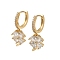 Brass Dangle Earrings, with Glass, Clover, 23x9.5mm