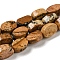 Natural Picture Jasper Beads Strands, Flat Oval, 6~6.5x4~4.5x2.5mm, Hole: 0.6mm, about 64pcs/strand, 15.94''(40.5cm)