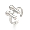 Brass Letter Open Cuff Rings for Women, Cadmium Free & Lead Free, Adjustable, Platinum, Letter N, 15~16.5x7~16.5mm