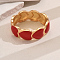 Classic Heart Alloy Enamel Hinged Bangles for Women, Perfect Gift for Valentine's Day, Red, Inner Diameter: 2-3/8 inch(6cm)