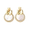 Brass Micro Pave Clear Cubic Zirconia Pendants, with Shell, Real 18K Gold Plated, Flat Round, Cadmium Free & Lead Free, Butterfly, 21x16x2.5mm, Hole: 3.5x3.5mm