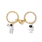 Baking Painted Alloy Astronaut Pendant Keychain, Alloy Magnetic Heart Clasp Couple Keychain, Golden, 4.5~4.7cm, 2pcs/set