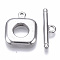 Non-Tarnish 304 Stainless Steel Toggle Clasps, Rectangle, Stainless Steel Color, Rectangle: 18x15x3mm, Hole: 1.4mm, Inner Diameter: 7mm, Bar: 21x6x2.5mm, Hole: 2mm