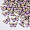 Printed Alloy Pendants, with Enamel, Butterfly, Platinum, Pink, 13x20x2mm, Hole: 1.6mm