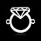 Non-Tarnish 201 Stainless Steel Connector Charms, Diamond Ring Shape, Stainless Steel Color, 14x16x1mm, Hole: 1.4mm