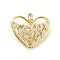 Brass with Cubic Zirconia Pendants, Cadmium Free & Lead Free, Heart, Heart, 23x24.5x9.5mm, Hole: 4.5x2.8mm