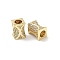 Brass Micro Pave Clear Cubic Zirconia European Beads, Large Hole Beads, Rectangle, Rack Plating, Long-Lasting Plated, Cadmium Free & Lead Free, Real 18K Gold Plated, 11x7.5x7.5mm, Hole: 4.5mm