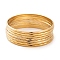 7Pcs PVD Vacuum Plating 304 Stainless Steel Textured Ring Bangles Set for Women, Golden, 3mm, Inner Diameter: 2-1/2 inch(6.3cm)