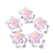 Handmade Lampwork Beads, with Enamel, Star with Flower, Pearl Pink, 20~20.5x21~21.5x11.5~12mm, Hole: 1.6mm