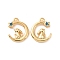 Moon with Rabbit Brass Enamel Pendants, with Sequin
, Cadmium Free & Nickel Free & Lead Free, Real 18K Gold Plated, 16x13x3mm, Hole: 1.6mm