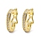 Brass Micro Pave Clear Cubic Zirconia Twister Clasps, Cadmium Free & Nickel Free & Lead Free, Real 18K Gold Plated, 14.5x10x3mm, Inner Diameter: 10.8x6mm