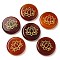 Natural Red Agate(Dyed & Heated) Cabochons, Flat Round with Engraved Gold Lotus Flower, 25~26x6~7mm