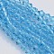 Bicone Glass Beads Strands, Faceted, Light Sky Blue, 4x4mm, Hole: 1mm, about 80~85pcs/strand, 30~32cm