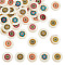 50Pcs 5 Colors Printed Natural Freshwater Shell Pendants, with Enamel, Flat Round Charm, Mixed Color, 17.5~18.5x2.5~3.5mm, Hole: 1.2mm, 10pcs/color