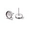 Non-Tarnish 304 Stainless Steel Stud Earring Settings, with Loop, Flat Round, Stainless Steel Color, Tray: 12mm, 16x14x2mm, Hole: 1.8mm, Pin: 0.8mm