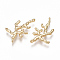 Brass Links connectors, Branch, Nickel Free, Real 18K Gold Plated, 26x17x2mm, Hole: 1mm