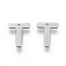 Tarnish Resistant 304 Stainless Steel Charms, Letter, Letter.T, 11x9x0.6mm, Hole: 1mm