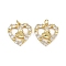 Brass Micro Pave Clear Cubic Zirconia Pendants, Heart, with Jump Ring, Real 16K Gold Plated, 19x19x4mm, Hole: 3.4mm