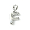Rack Plating Brass with ABS Plastic Pearl European Dangle Charms, Large Hole Pendants, Long-Lasting Plated, Lead Free & Cadmium Free, Platinum, Letter F, 23mm long, hole: 5mm, pendant: 15x10.5x5mm