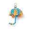 Handmade Umbrella Nylon Wired Glass Seed Beaded Pendants with Glass Pearl Round Bead and Brass Beads, Orange, 30x18x18mm, Hole: 2.5mm