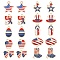 20Pcs 10 Styles American Flag Style Alloy Enamel Charms, Flip-flops & Boot & Bowknot, Golden, Colorful, 14x18x2mm, Hole: 1.8mm, 2pcs/style