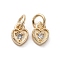 Brass Micro Pave Cubic Zirconia Charms, Long-Lasting Plated, Heart, Light Gold, 6x5x1.5mm, Hole: 2.3mm
