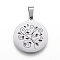 Non-Tarnish 304 Stainless Steel Pendants, Flat Round with Tree of Life, Stainless Steel Color, 25x22x1.2mm, Hole: 4x7.5mm