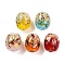 Handmade Lampwork Beads, Barrel with Flower, Two Tone, Mixed Color, 13~14x11.5~12mm, Hole: 1.2~2.5mm