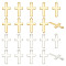 100Pcs 2 Colors Tibetan Style Alloy Pendants, Cross, Antique Silver & Golden, 25x13x1.5mm, Hole: 2mm, 50pcs/color