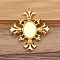 Alloy Cabochon Settings, Rhombus, Golden, 52x45mm