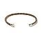 Stainless Steel Cuff Bangle Making, with Golden Tone Brass Finding, for Half Drilled Beads, Saddle Brown, Inner Diameter: 1-3/4x2-3/8 inch(4.6x6cm), Pin: 1mm