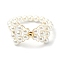 Shell Pearl Beaded Bowknot Finger Rings, Copper Wire Wrap Rings, Seashell Color, Inner Diameter: 19mm