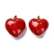 Brass Enamel Pendants, Heart Charm, Long-Lasting Plated, Cadmium Free & Lead Free, Rack Plating, Real 18K Gold Plated, FireBrick, 28x26x14mm, Hole: 6.5x4mm