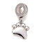 Non-Tarnish 304 Stainless Steel European Dangle Charms, Large Hole Pendants, Footprint, Stainless Steel Color, 23mm, Hole: 4mm, Footprint: 11.5x11x1.5mm