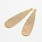 Teardrop Brass Micro Pave Cubic Zirconia Pendants, Golden, 43.5x11x1.5mm, Hole: 1.5mm