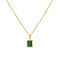 Elegant Rectangle Stainless Steel Green Resin Pendant Necklaces, Golden