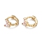 Butterfly Sparkling Cubic Zirconia Hoop Earrings for Girl Women, Lead Free & Nickel Free & Cadmium Free, Real 18K Gold Plated Brass Earrings, Pink, 8x9x5.5mm, Pin: 0.8mm