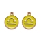 Alloy Enamel Pendants, Flat Round with Constellation/Zodiac Sign, Golden, Libra, 15x12x2mm, Hole: 1.5mm