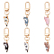 6Pcs 6 Colors Cute Cat Alloy Enamel Pendant Decorations, Swivel Clasps Charms, Clip-on Charms, for Keychain, Purse, Backpack Ornament, Light Gold, Mixed Color, 60mm, 1pc/color