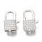 Brass Micro Pave Cubic Zirconia Lobster Claw Clasps, Lock, Platinum, 17x10x5mm, Hole: 1x1mm
