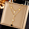 304 Stainless Steel Cubic Zirconia Pendant Necklaces, with Shell, Golden, Star, 16.54 inch(42cm)