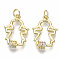 Brass Micro Pave Clear Cubic Zirconia Pendants, with Jump Rings, Girl, Nickel Free, Real 18K Gold Plated, 21x14x4mm, Jump Rings: 5x1mm, Inner Diameter: 3mm