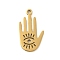 304 Stainless Steel Pendants, Laser Cut, Real 18K Gold Plated, Palm, 19x10.5x1mm, Hole: 1mm